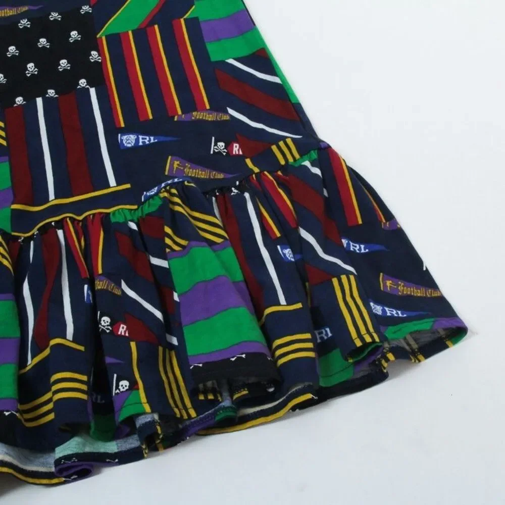 NWT Polo Ralph Lauren Girls XL 16 Dress Pennant Flag Patchwork Skull Drop Waist